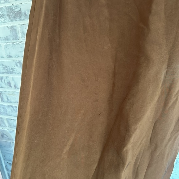 Vintage PATRICK 100% Silk Maxi Dress Brown Button Up Slit Women’s Size 10 - Picture 10 of 11